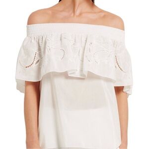 Tibi Carmen Off The Shoulder Eyelet Cotton Silk Blend Top NWOT Size XS $365 Msrp